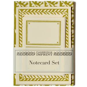Set of Notecards and Envelopes Oak Leaves Sap Green