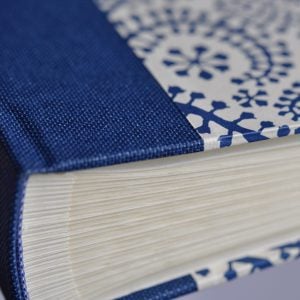 Cambridge Imprint photo album covered in Seaweed Paisley Prussian Blue paper