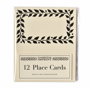Packet of Twelve Patterned Border Place Cards Black
