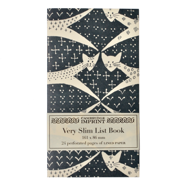 Very Slim List Book in Cats Navy by Cambridge Imprint
