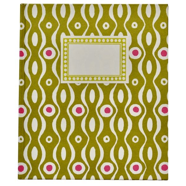 Large Hardback Notebook Persephone Bright Olive and Cool Pink