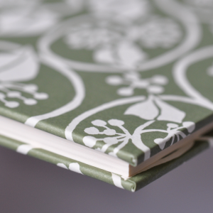 Large Hardback Notebook Small Ivy Stripe Sage Green by Cambridge Imprint