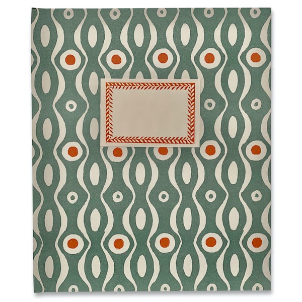 Large Hardback Notebook Persephone Teal and Burn Orange (Plain)