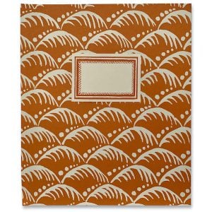 An orange hardback notebook with Wave pattern
