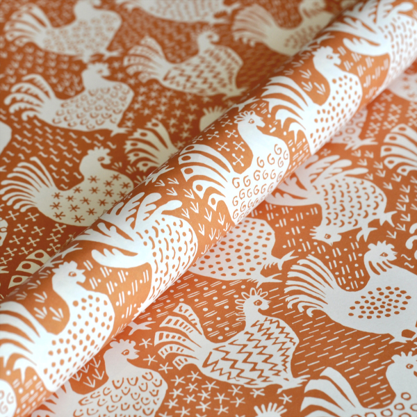 Patterned Paper Hens Cinnamon by Cambridge Imprint