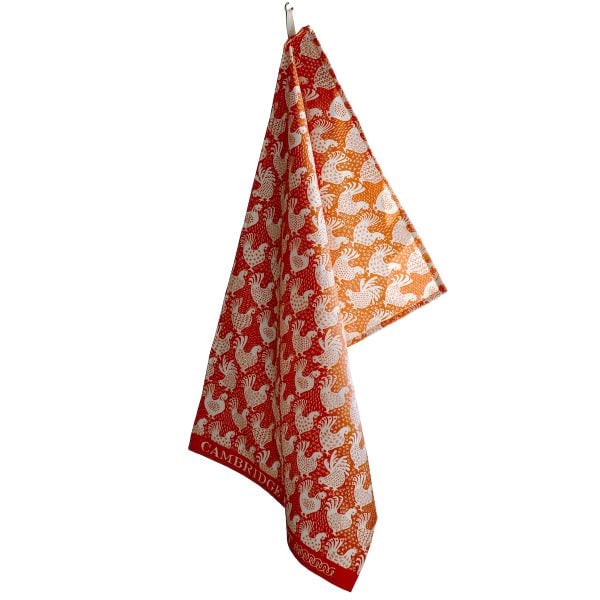 Cambridge Imprint Hens Cinnamon Tea Towel
