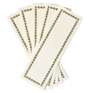 Five Long Self Adhesive Labels with Dark Olive border