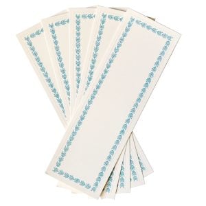 Five Long Self Adhesive Labels with Turquoise border