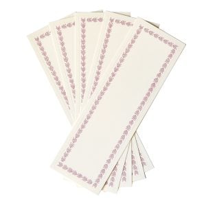 Five Long Self Adhesive Labels with Cupboard Pink border