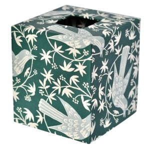 A Square Tissue Box Cover in Songbird Midwinter