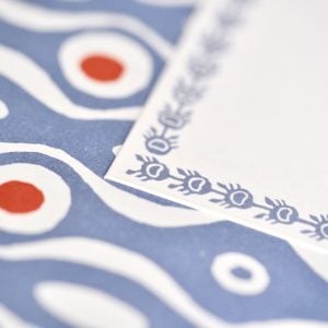 Closeup on Cambridge Imprint Long Labels in Cornflower