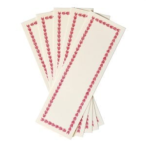 Five Long Self Adhesive Labels with Bright Pink border