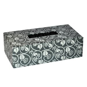 An Oblong Tissue Box Cover in Small Ivy Stripe Blackthorn