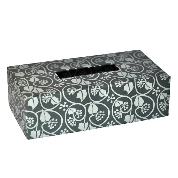 An Oblong TIssue Box Cover in Small Ivy Stripe Blackthorn
