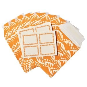A Packet of Eight Seed Envelopes in Wave Blood Orange with Matching Labels