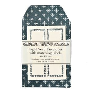 A Packet of Eight Seed Envelopes in Little Stars Petrol Blue with Matching Labels