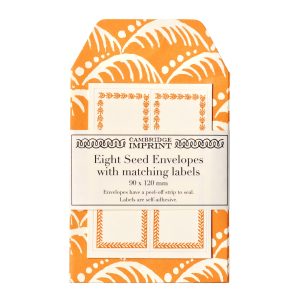 A Packet of Eight Seed Envelopes in Wave Blood Orange with Matching Labels