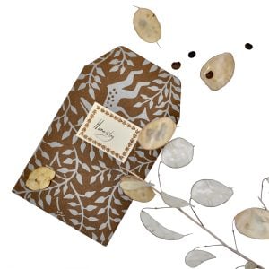 A Packet of Eight Seed Envelopes in Dancing Hare Bronze with Matching Labels