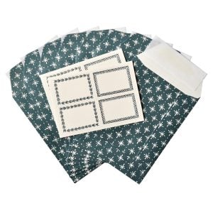 A Packet of Eight Seed Envelopes in Little Stars Petrol Blue with Matching Labels