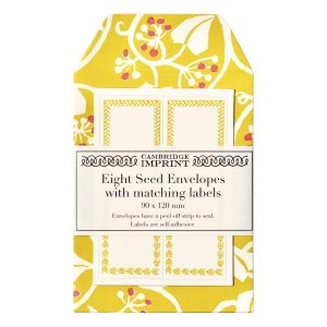 A Packet of Eight Seed Envelopes in Ivy Piccalilli and Cranberry with Matching Labels