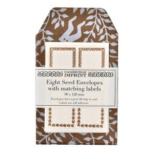 A Packet of Eight Seed Envelopes in Dancing Hare Bronze with Matching Labels