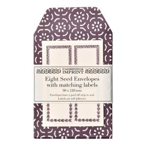 A Packet of Eight Seed Envelopes in Small Pear Halves Elderberry with Matching Labels