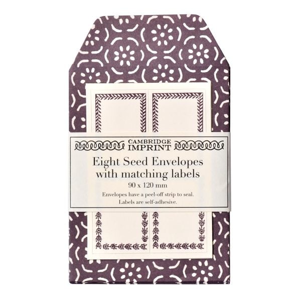 A Packet of Eight Seed Envelopes in Small Pear Halves Elderberry with Matching Labels