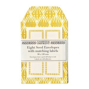 A Packet of Eight Seed Envelopes in Selvedge Mustard with Matching Labels