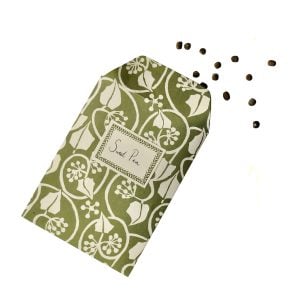A Packet of Eight Seed Envelopes in Small Ivy Stripe Sage Green with Matching Labels