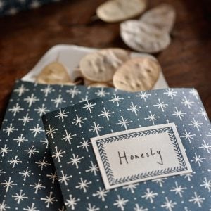 A Packet of Eight Seed Envelopes in Little Stars Petrol Blue with Matching Labels