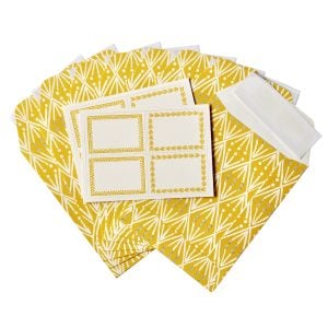 A Packet of Eight Seed Envelopes in Selvedge Mustard with Matching Labels