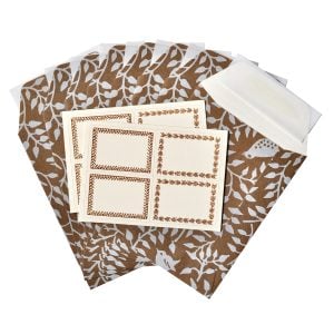 A Packet of Eight Seed Envelopes in Dancing Hare Bronze with Matching Labels
