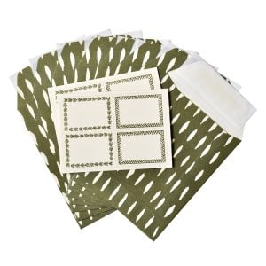 A Packet of Eight Seed Envelopes in Seed Olive with Matching Labels