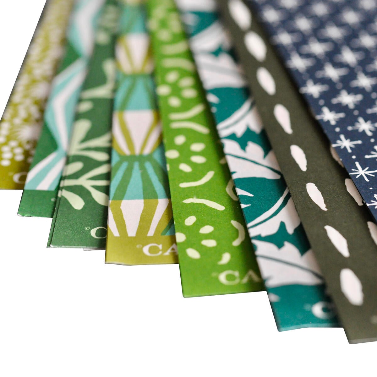 8 Assorted Small Sheets of Green Patterned Papers