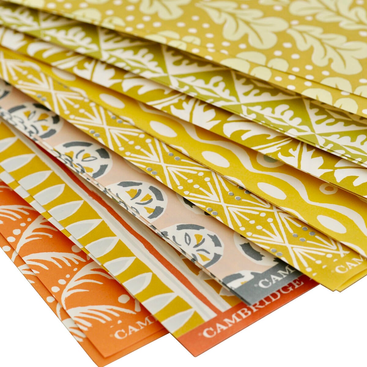 8 Assorted Small Sheets of Yellow Patterned Papers